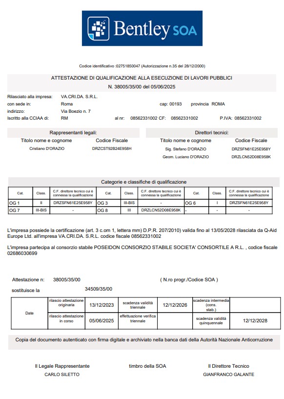 Certificati vacrida srl